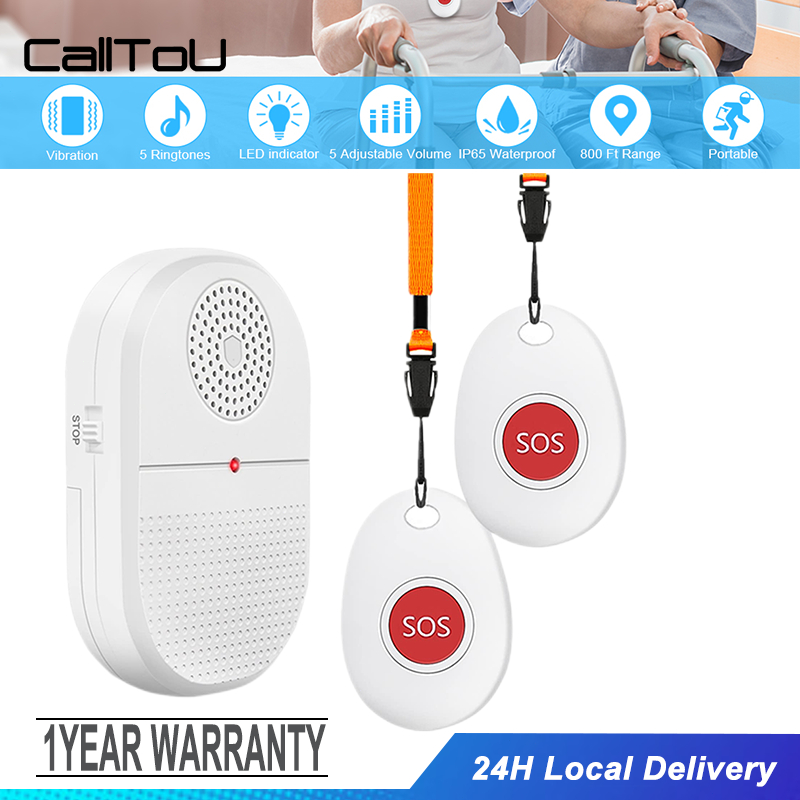 Calltou Wireless Vibrating Pager Emergency Buzzer Sos Bell Caregiver Alarm For Elderlyhospital 9247