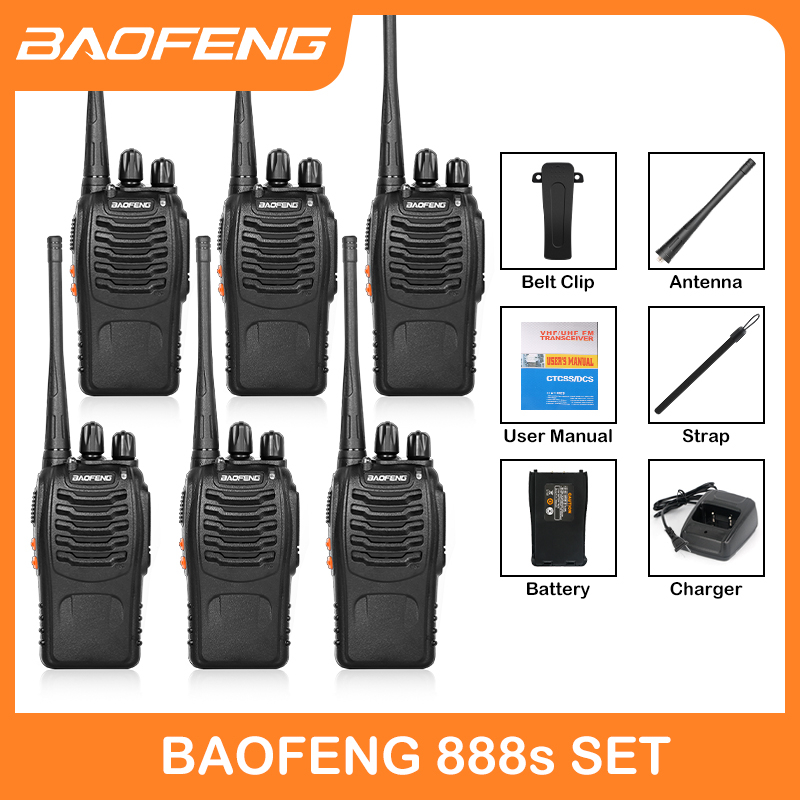 Baofeng 888S Set of 6 5W TwoWay Radio Walkie Talkie Handheld Long Range Cignus Two Way Radio