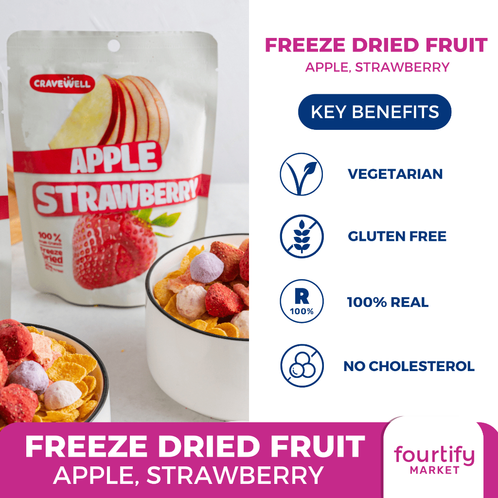 Cravewell Apple Strawberry Yogurt Sphere Fruit Crunch 20g (Freeze-Dried ...