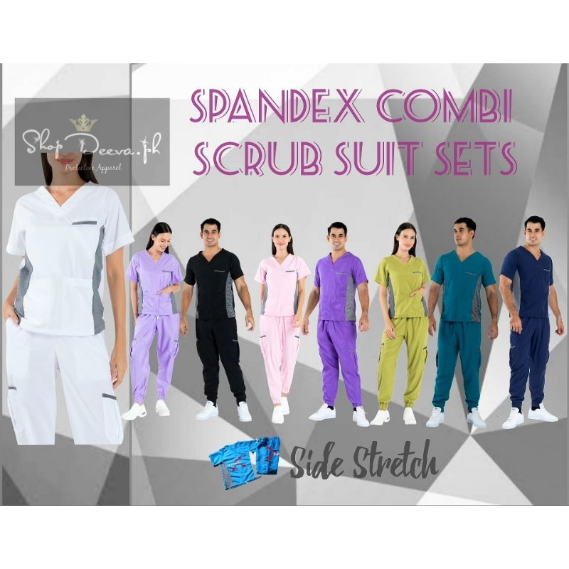 Scrub Suit Sets (Polycotton w/ Spandex Grey combi lining) | Shopee ...