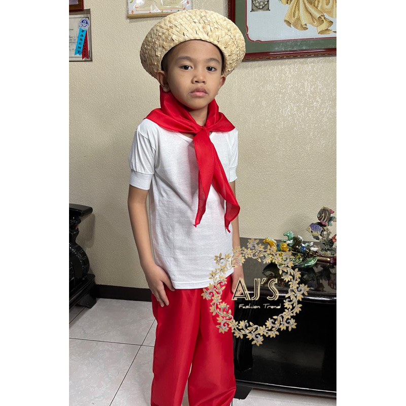 Filipiniana Set Magsasaka Costume For Boys with Hat and Scarf