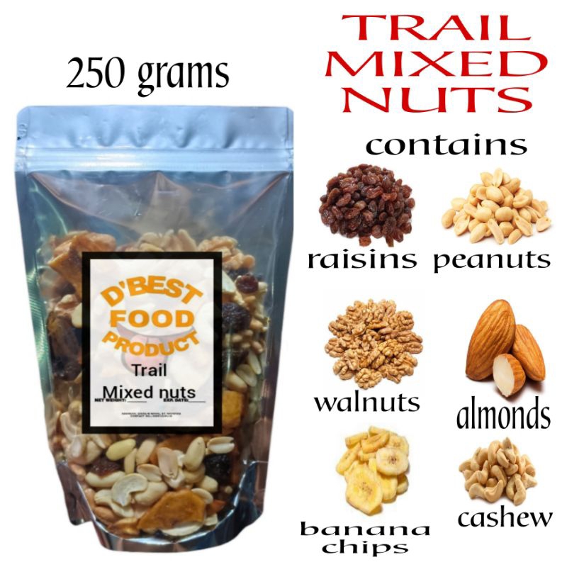 trail mixed nuts ( mix nut ) 250 grams p109 only. cashew kasoy walnut