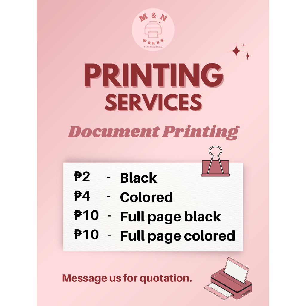 Document on sale printing services