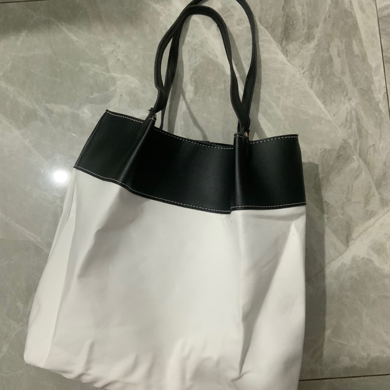 KOREAN TOTE bag canvas leather strap Shopee Philippines