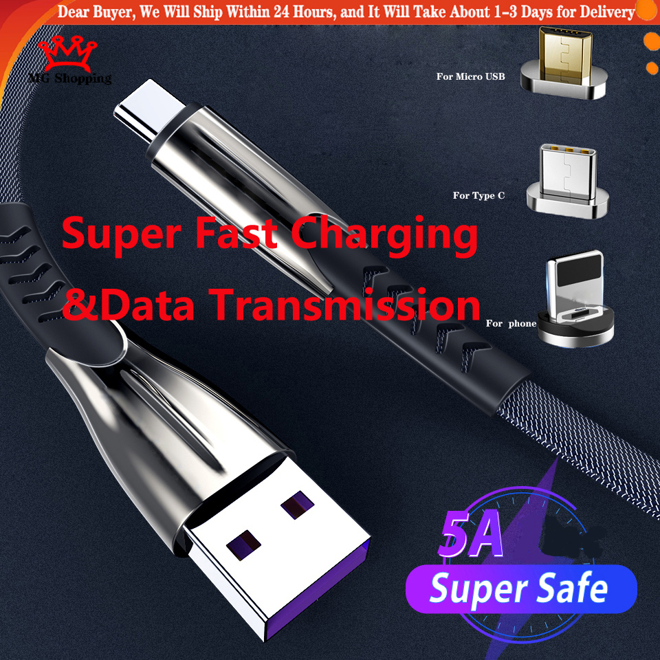 USB-A To USB-C Fast Charge & Data Cable – 5A Heavy Duty – Universal Lot Cord