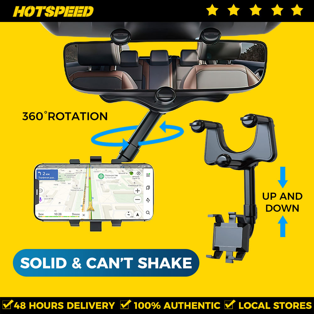 HOTSPEED Car Phone Holder Rearview Mirror Cellphone Holder For Car 360