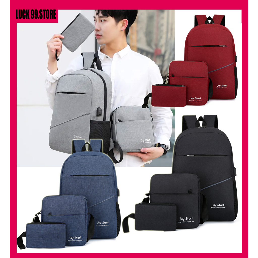 Y1819 Korean Bag 3pcs Set Women Men Laptop Shoulder Bag Small Pocket for Travel School Work College Shopee Philippines