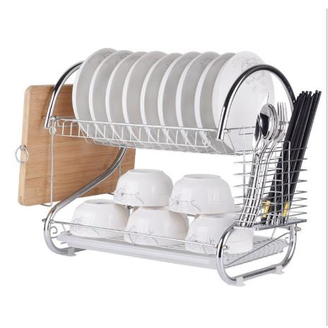 2 Layer Stainless Dish Drainer Rack Kitchen Organizer Storage Dish Rack ...