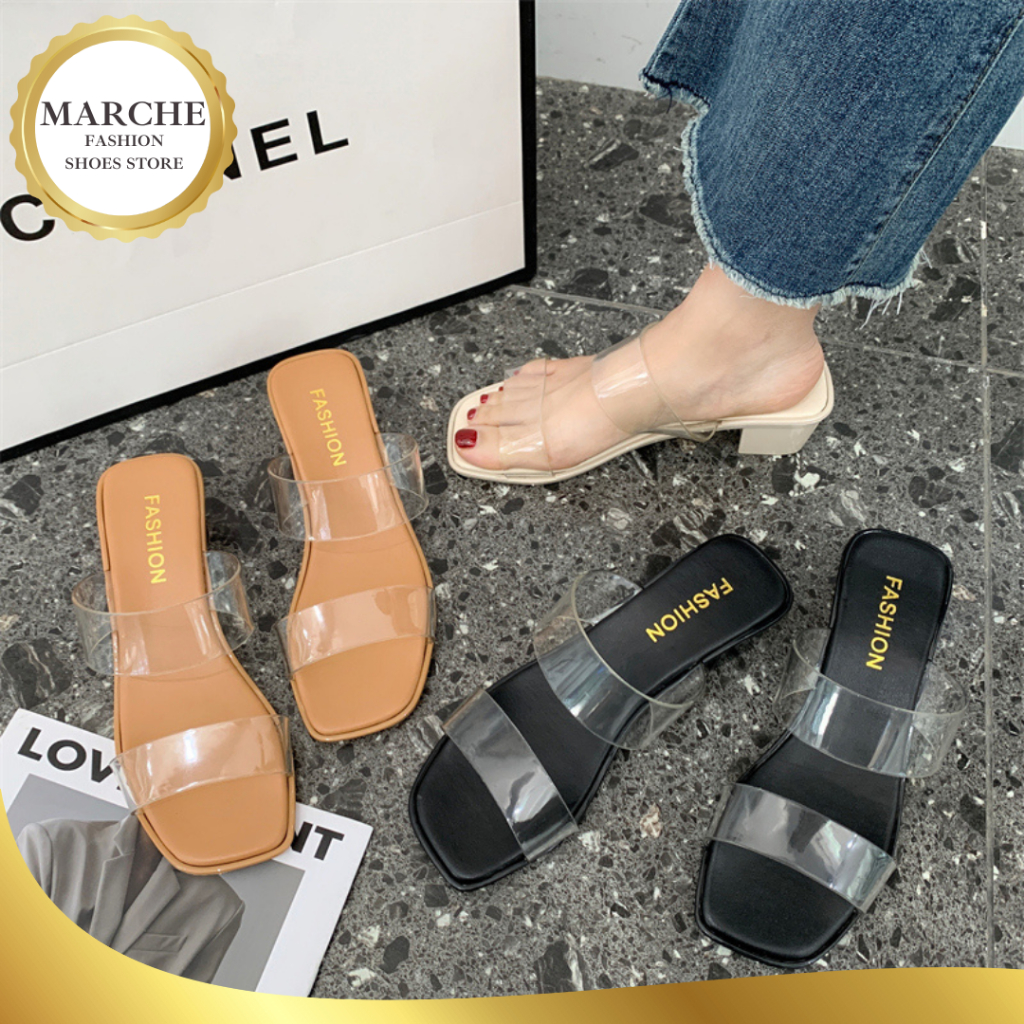 Marche New Transparent Two Strap Heeled Sandals For Women(standard size ...