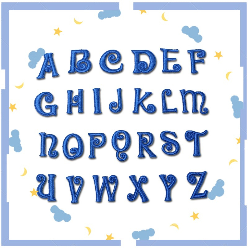 Queena Patch Alphabet Blue Letter Selfadhesive Embroidery Patches DIY