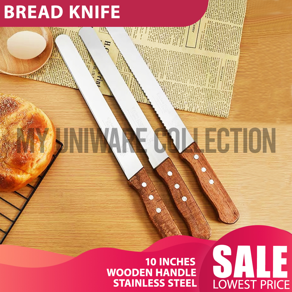 Stainless Steel Bread Knife Wooden Handle 10inches Slicing Knives
