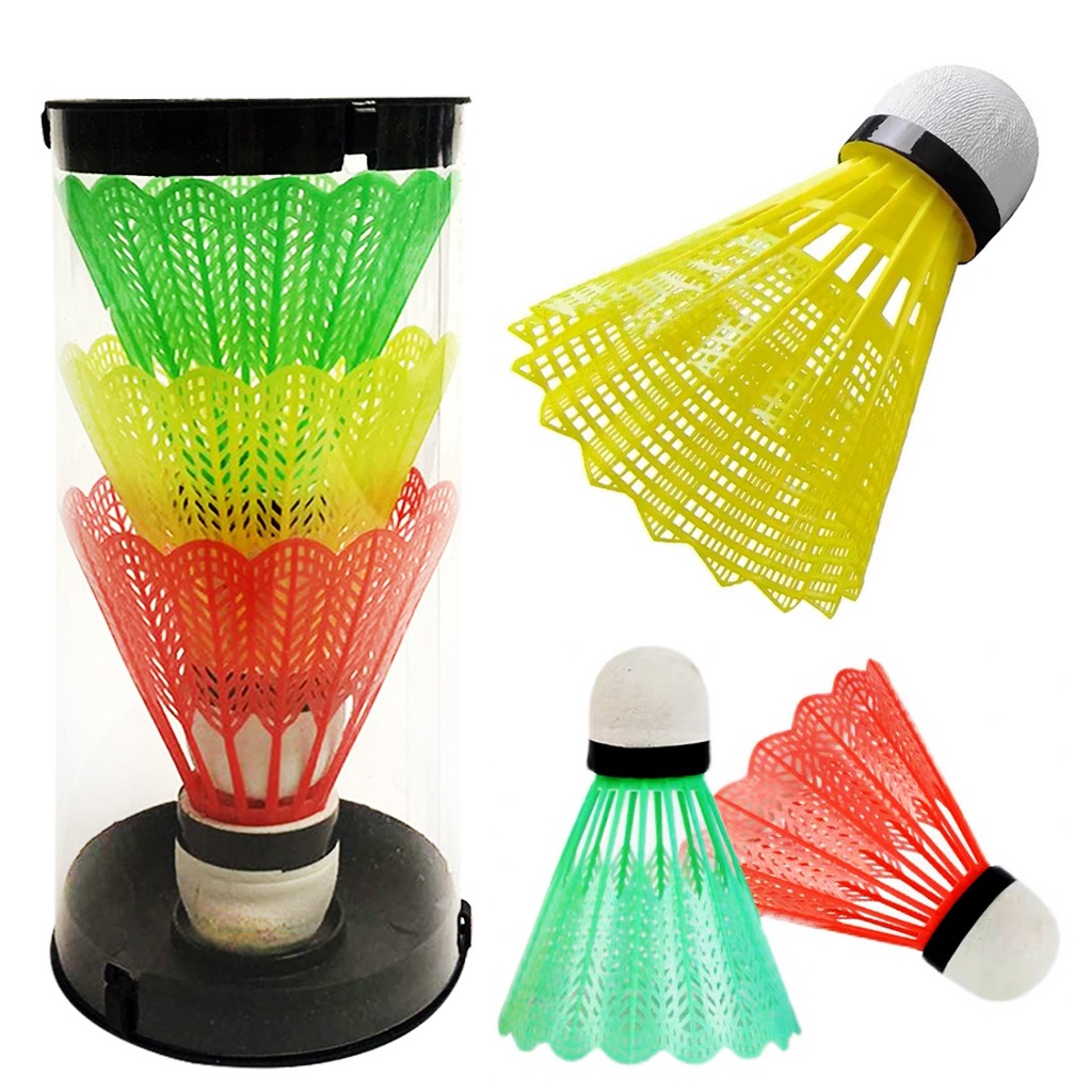 MASAYA 3Pcs Colorful Badminton Feather Balls Shuttlecocks Random Color Games Training（plastic