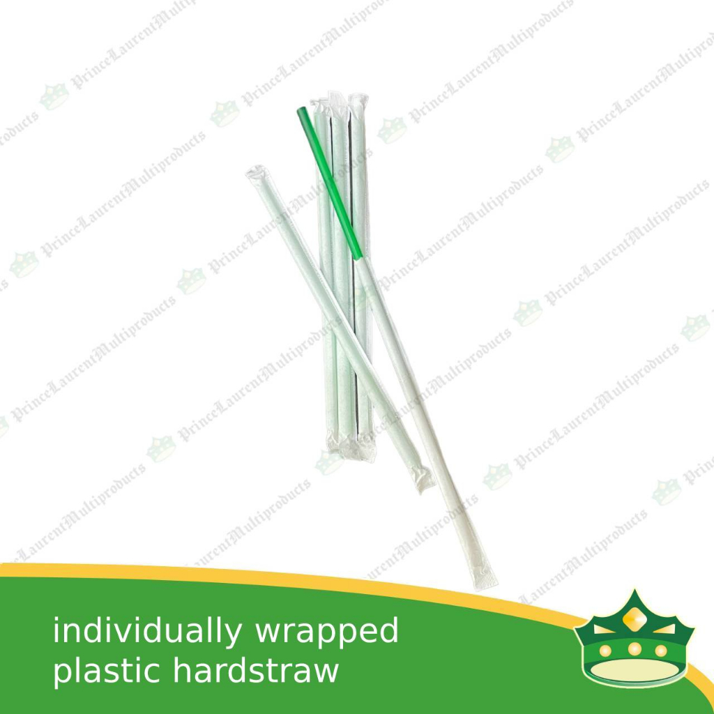 [500 pcs] individually wrapped plastic drinking straw hard straw