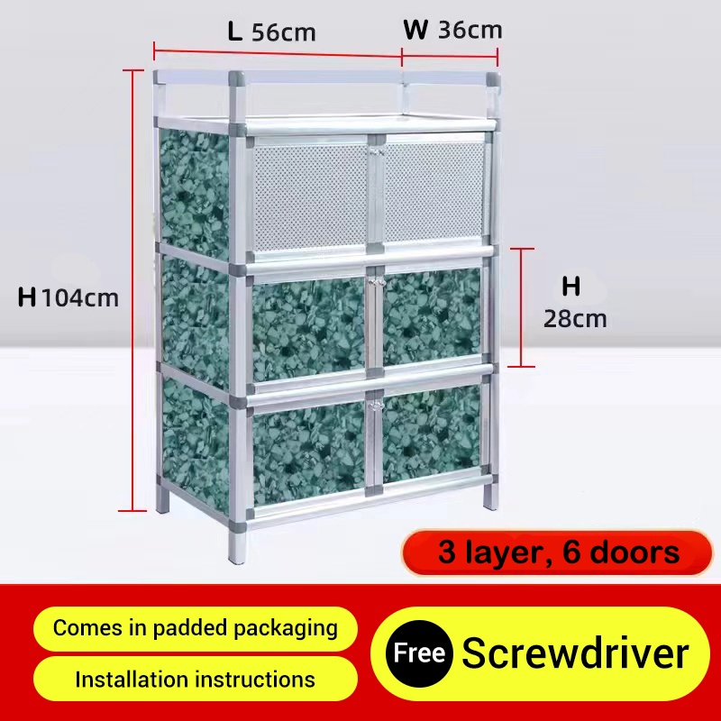 3 layers Kitchen Storage Cabinet Stainless Steel Rack Storage Cabinet ...
