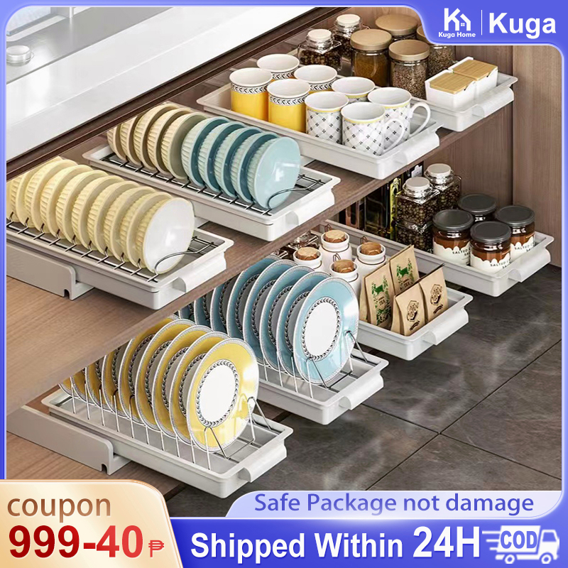 Kitchen pullout tray storage rack basket storage tray stainless steel drainage tray storage