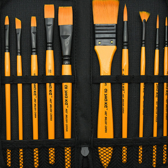 Korea Professional Nylon Paint Brush 10pcs,Oil Brush Pen Set for