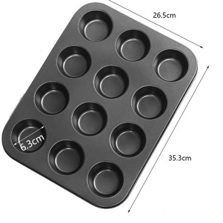 12 holes Black Nonstick toast muffing pan/cupcake pan/baking tray ...