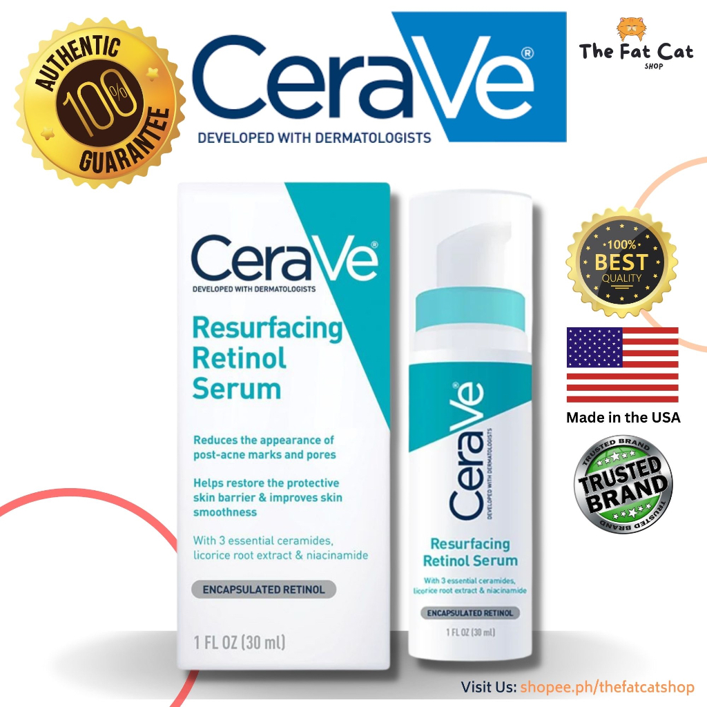 Cerave Resurfacing Retinol Serum For Post Acne Marks And Pores Encapsulated Retinol Shopee 7792