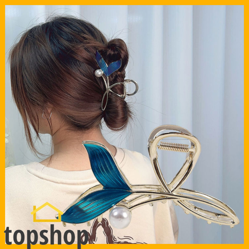 Blue Ocean Pearl Fishtail Hair Clip Clamp Hair Accessory for
