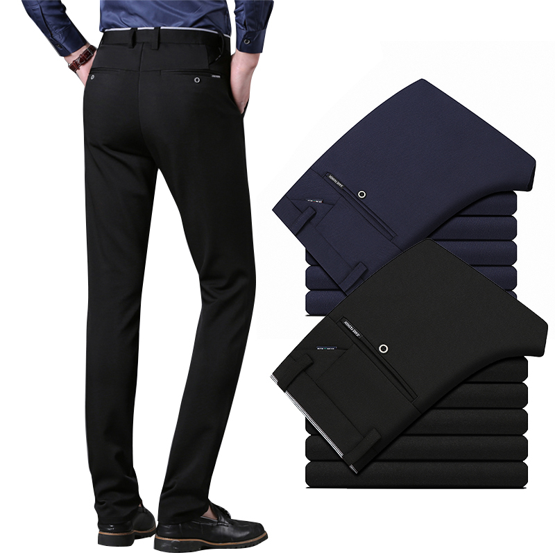 Men's Formal Pant Office Black Slocks Pants for Men Stretchable Elastic ...