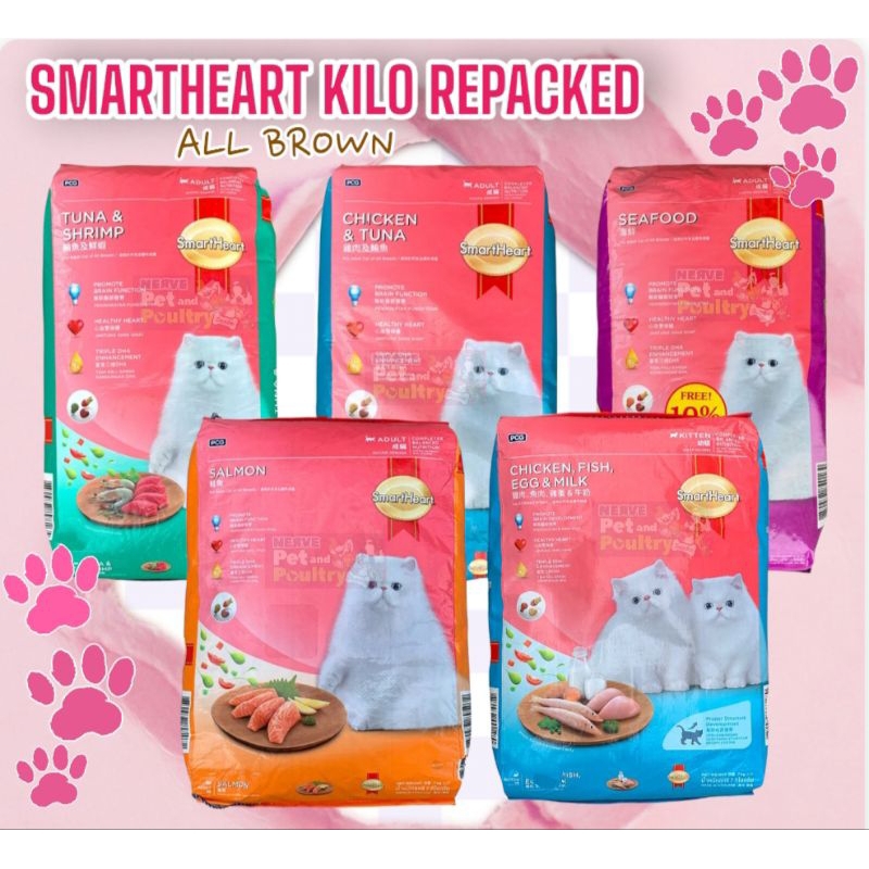 SMARTHEART DRY FOOD FOR ADULT & KITTEN CAT FOOD 1Kilo Repacked ALL
