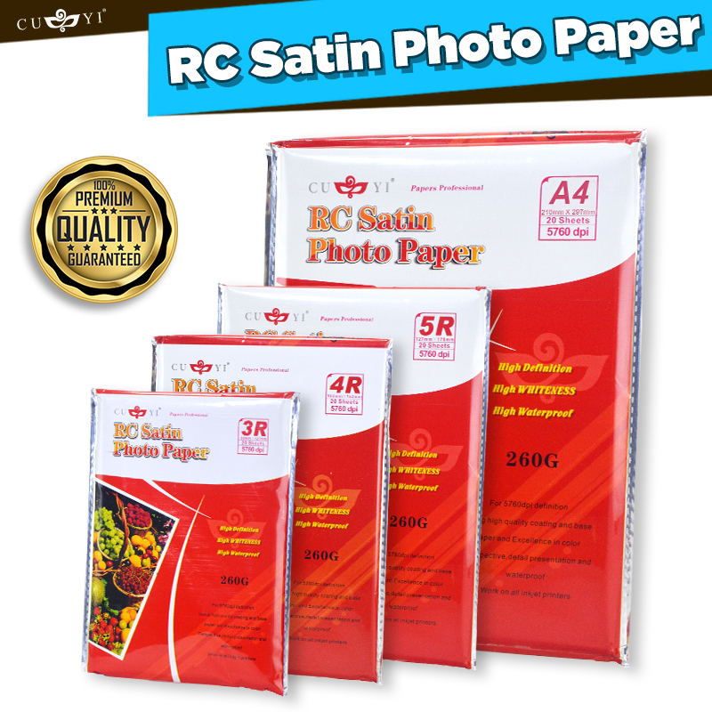 CUYI RC Rough Satin Inkjet Photo Paper 260Gsm A4 3R 4R & 5R Size 20