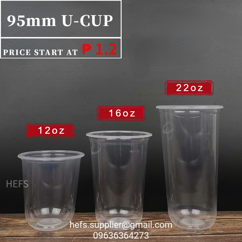100pcs Plastic Pp U Cup W Lids Set 8oz 12oz 16oz 22oz 95mm Milktea Disposable Plastic 5218
