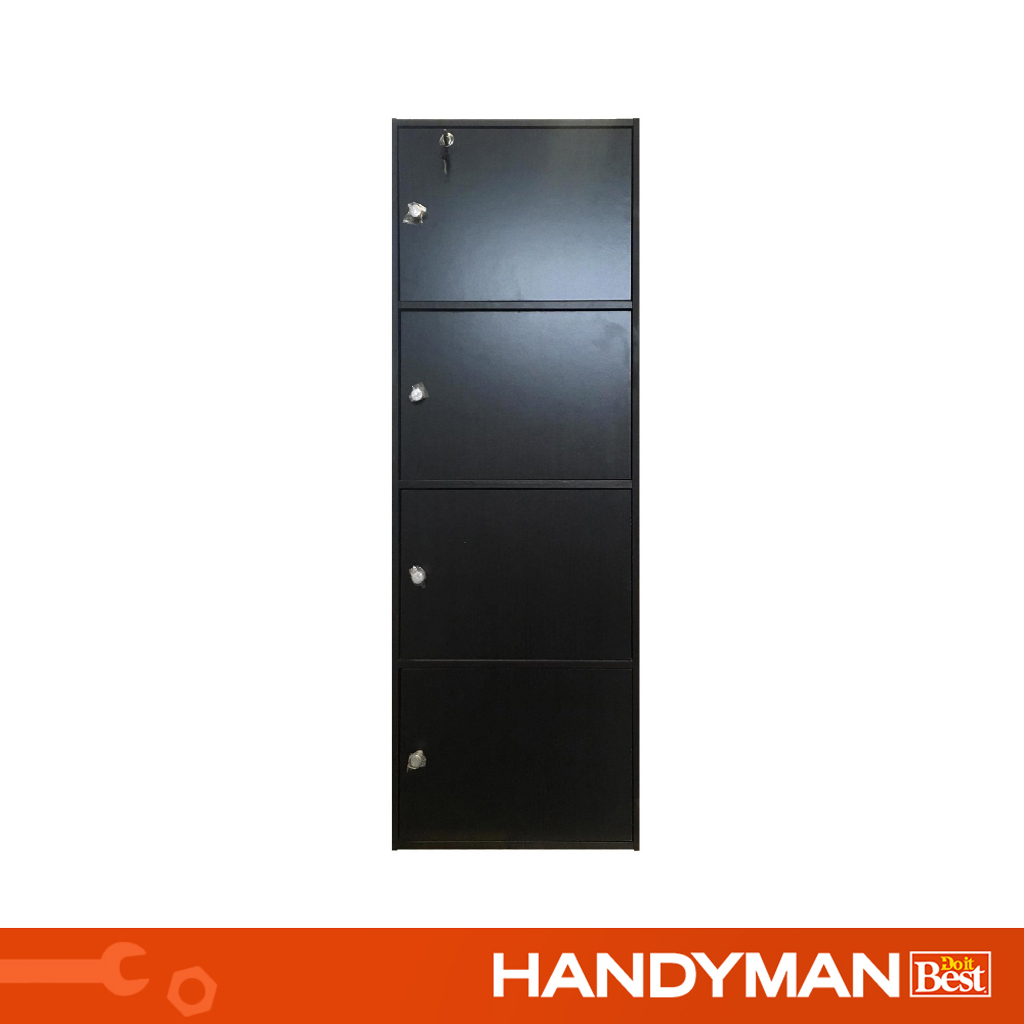 Bright Home Wooden Storage Shelf 4Layer with Door and Lock, Dark Brown