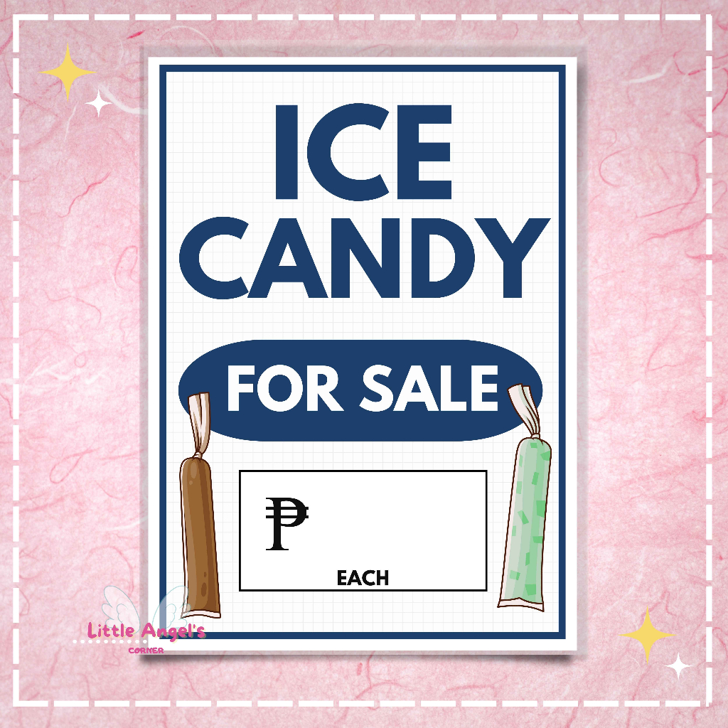 ICE CANDY FOR SALE SIGNAGE (A4 LAMINATED) | Shopee Philippines