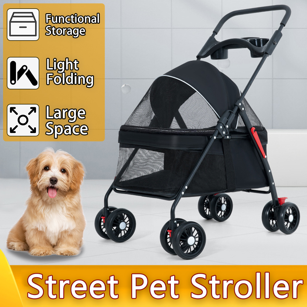Foldable Pet Trolley Dog Cart Carrier Strong Structure Cat Outdoor