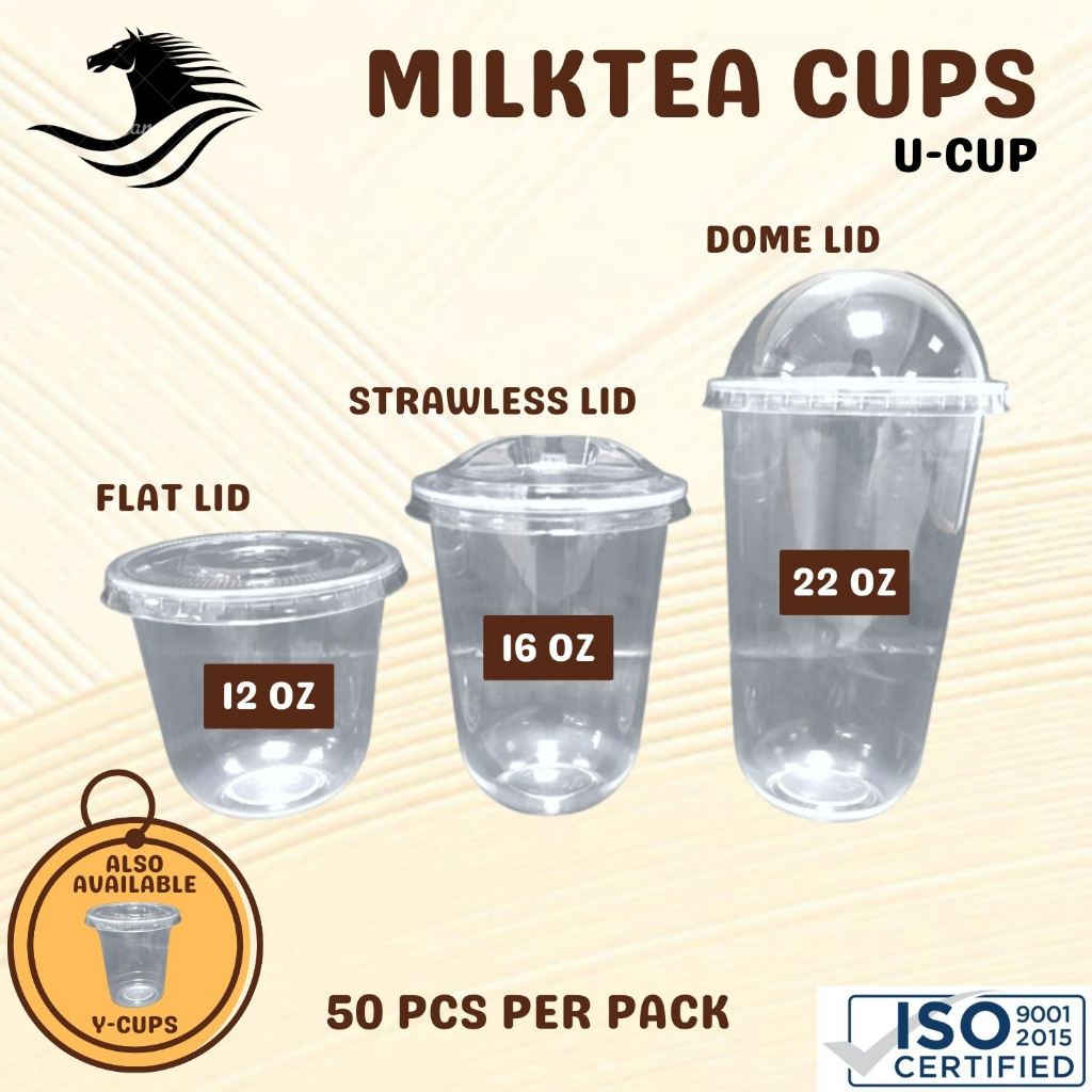 U Cup 95mm Plastic Pp Milk Tea Cups 12oz 16oz 22oz 50pcs Flat Lid Strawless Lid Dome 1622
