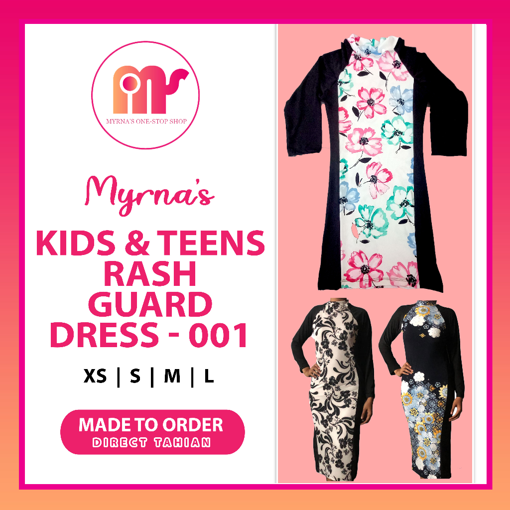 Myrna's Kids & Teens Rash Guard Dress 001 Kids Swimming Attire