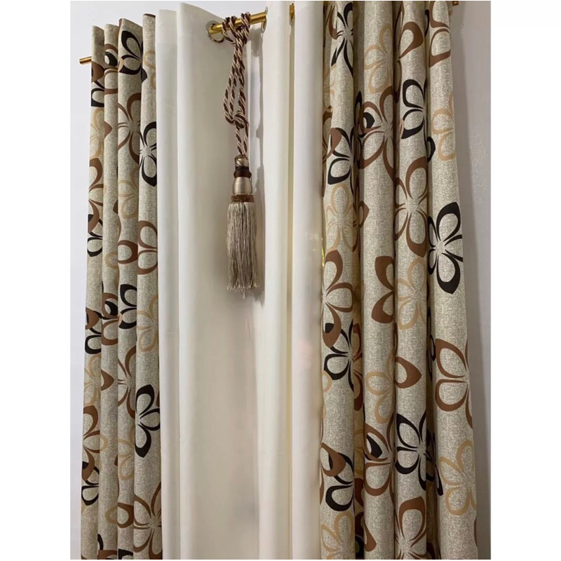 BJS Medley Brown Curtain with Ring sold per PIECE or 3in1 Set (6FT