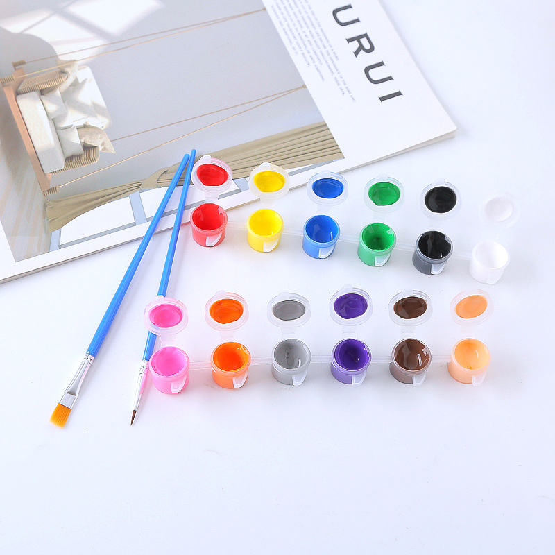 6 Colors Paint Set With Paintbrush Colors Palette Art Sets Acrylic ...