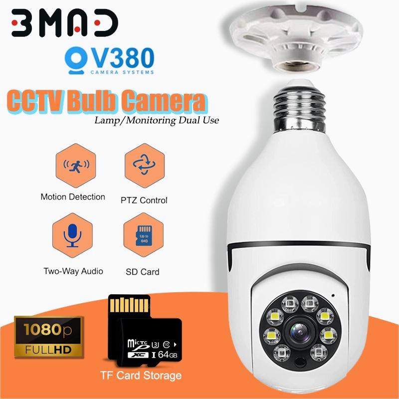 Bmad V380 Cctv Bulb Camera Wifi Connect to Cellphon 1080p Smart Home ...