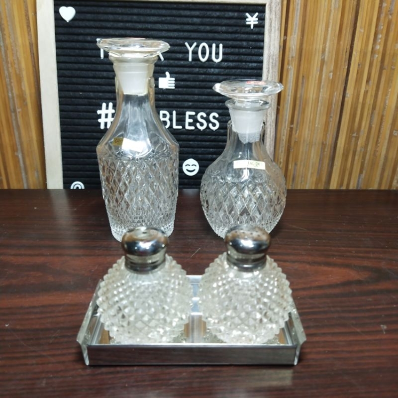Vintage Kamei Glass, Crystal Cruet Set Shopee Philippines