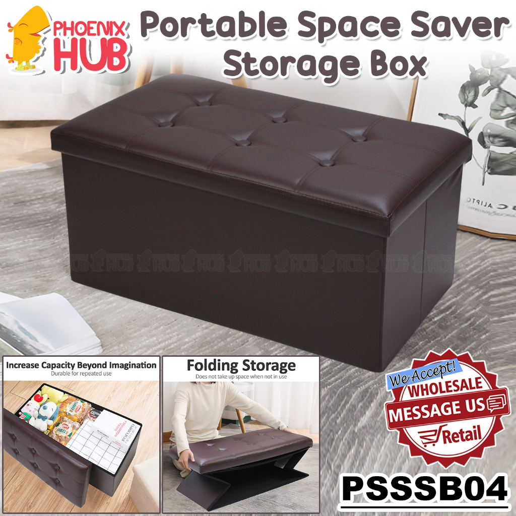 PhoenixHub PSSSB04 Ottoman Storage Space Saver Rectangular Folding Sofa