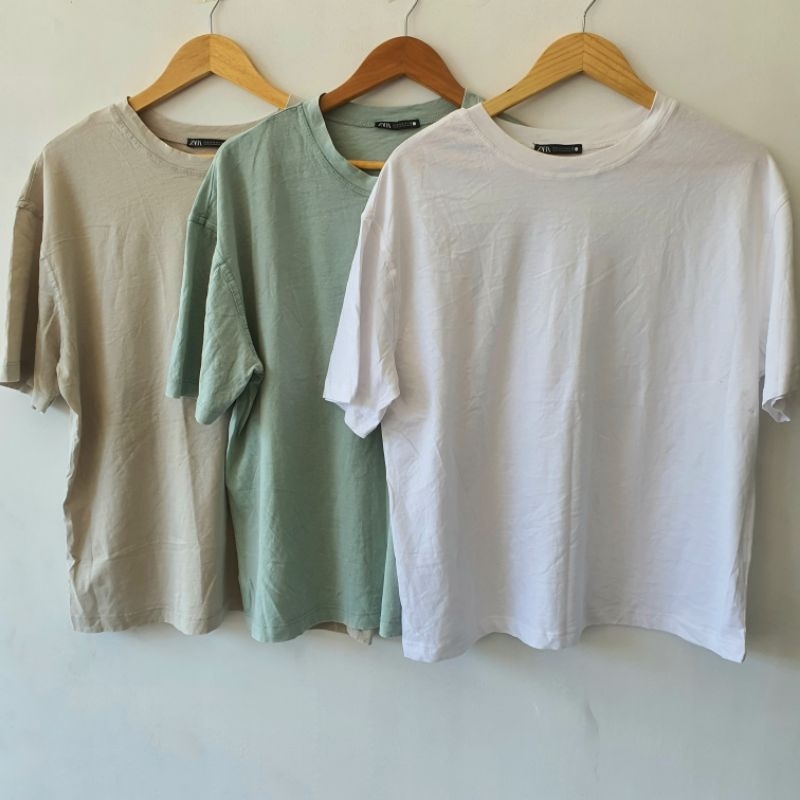 ZARA Crew Neck Boxy Loose Fit T-Shirt | Oversized | Shopee Philippines