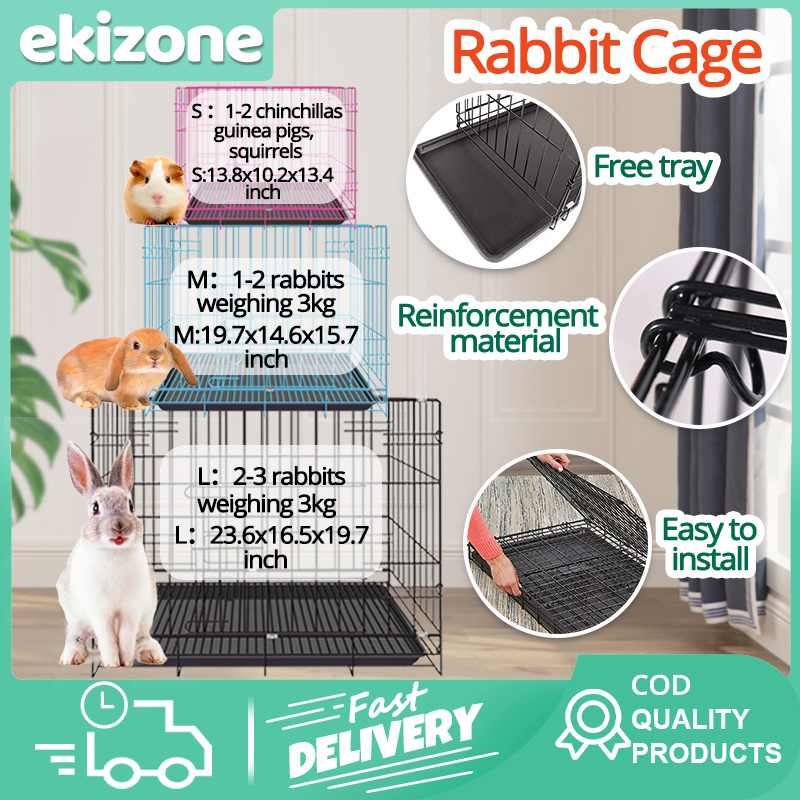 Rabbit Cages With Free Poop Tray Foldable Stainless Easy To Install Large Space Thickened Pet