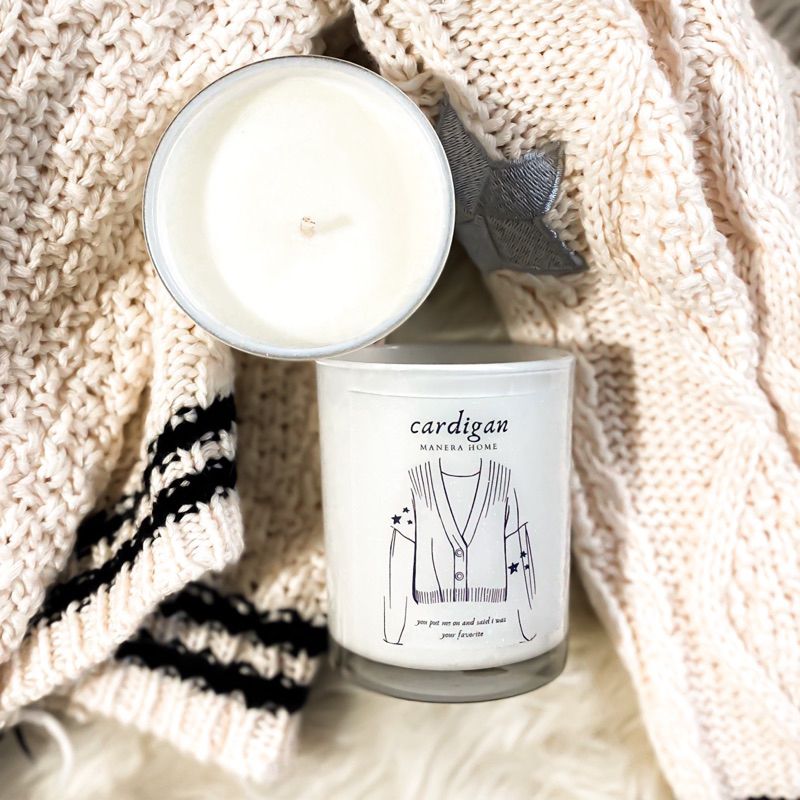 Taylor Swift CARDIGAN inspired scented candle warm, cozy Shopee
