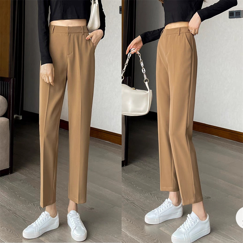 HighWaisted Suit Pants for Women Simple Tapered Office Trousers Shopee Philippines