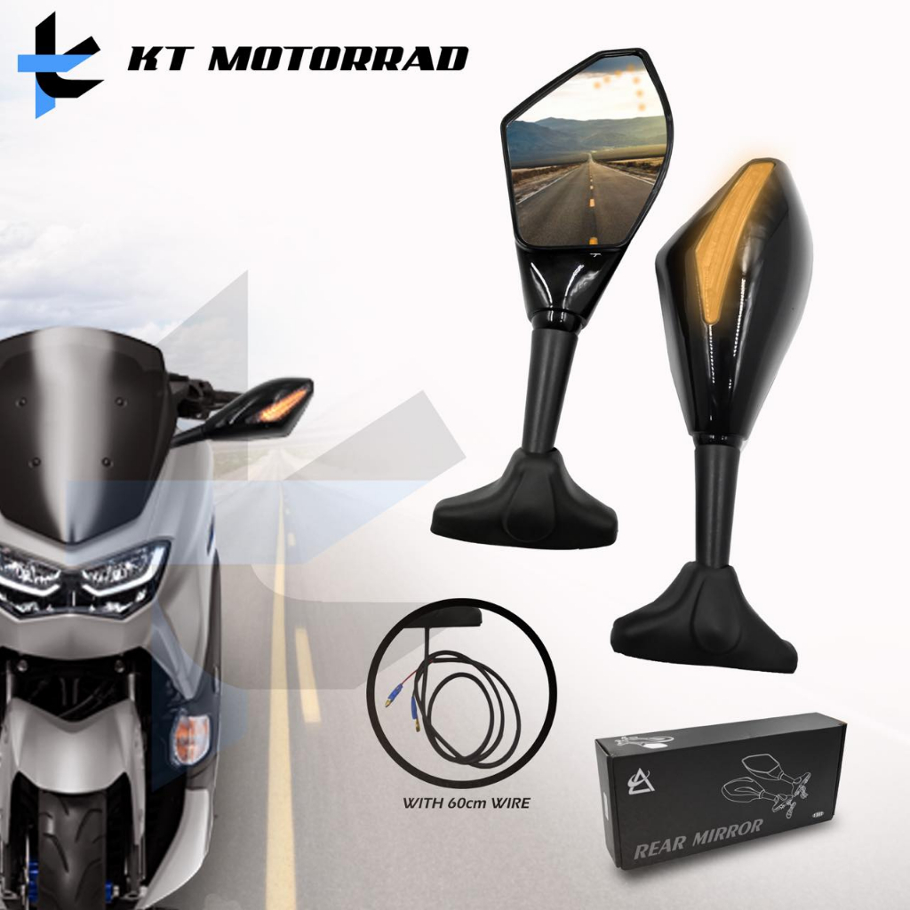 KT Universal Side Mirror with Signal Light for Sportsbike | Shopee ...