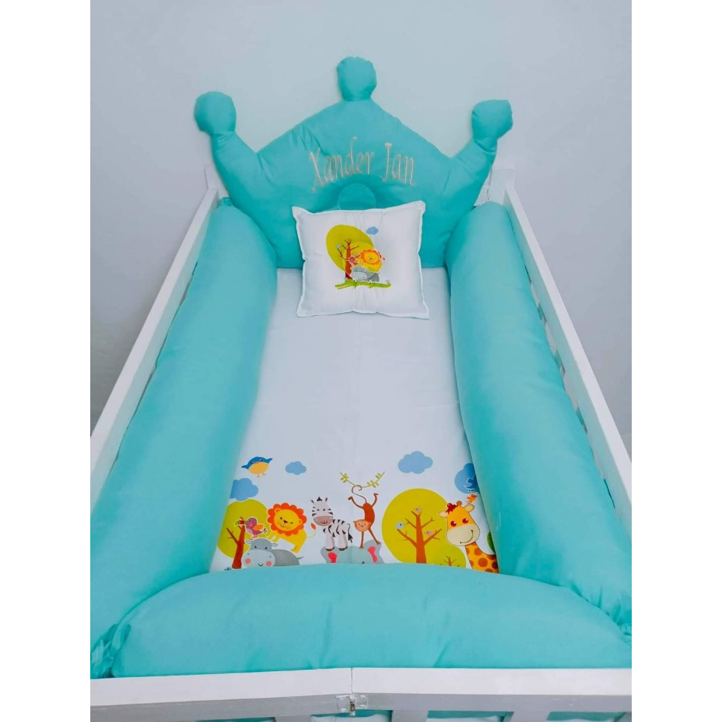 WHITE CRIB PACKAGE WITH BEDDINGS AND 2INCHES FOAM FREE WALL DECOR BW009