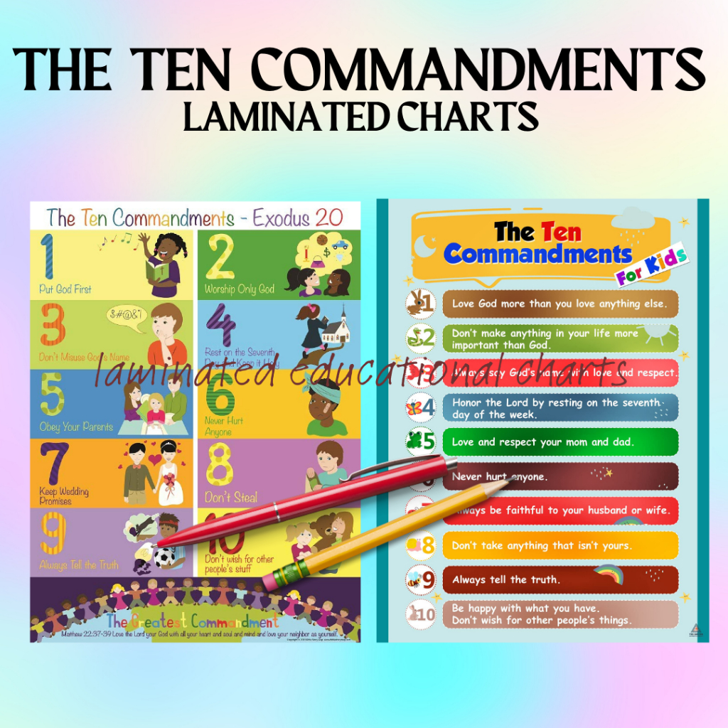 THE TEN COMMANDMENT EDUCATIONAL CHARTS FOR KIDS | Shopee Philippines