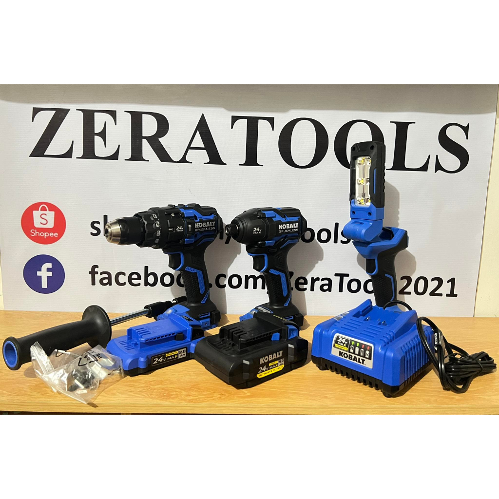 Kobalt XTR 3Tool Combo Kit Batteries, 110V Charger and portable