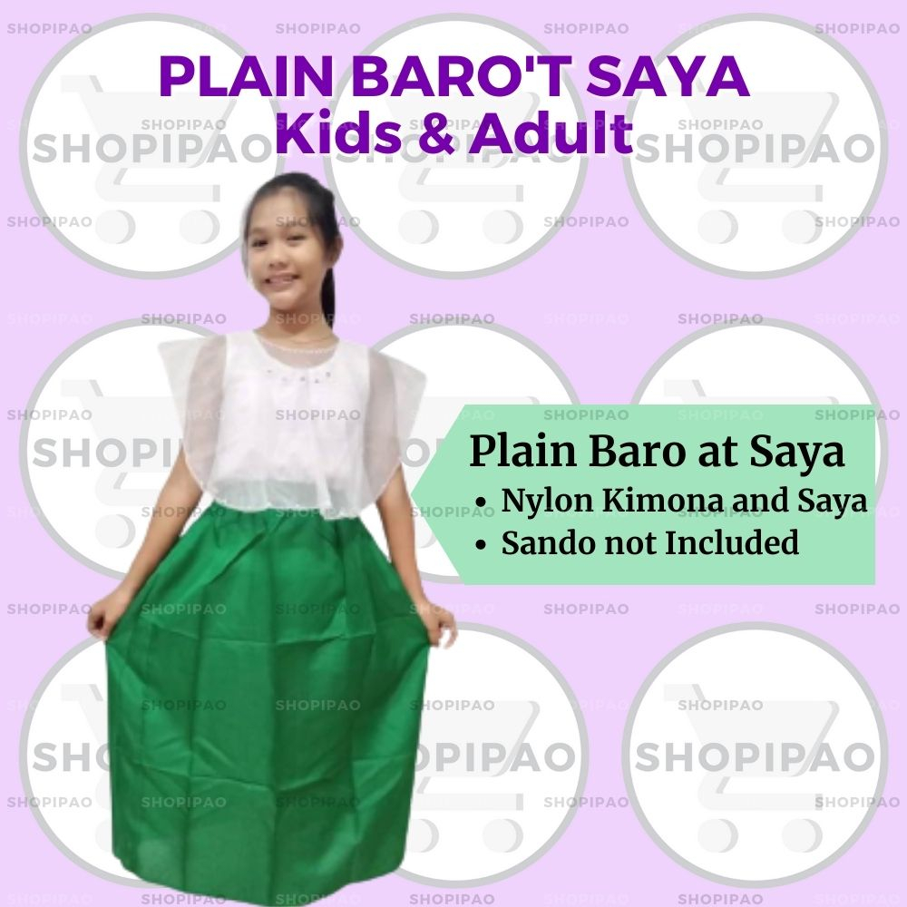 SPP Plain Baro't Saya Set Nylon Kimona Filipiniana For Kids and Adult ...