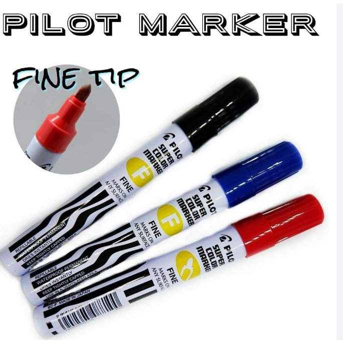 PILOT SUPER COLOR MARKER PERMANENT MARKING PEN FINE TIP - (3pcs/Pack ...