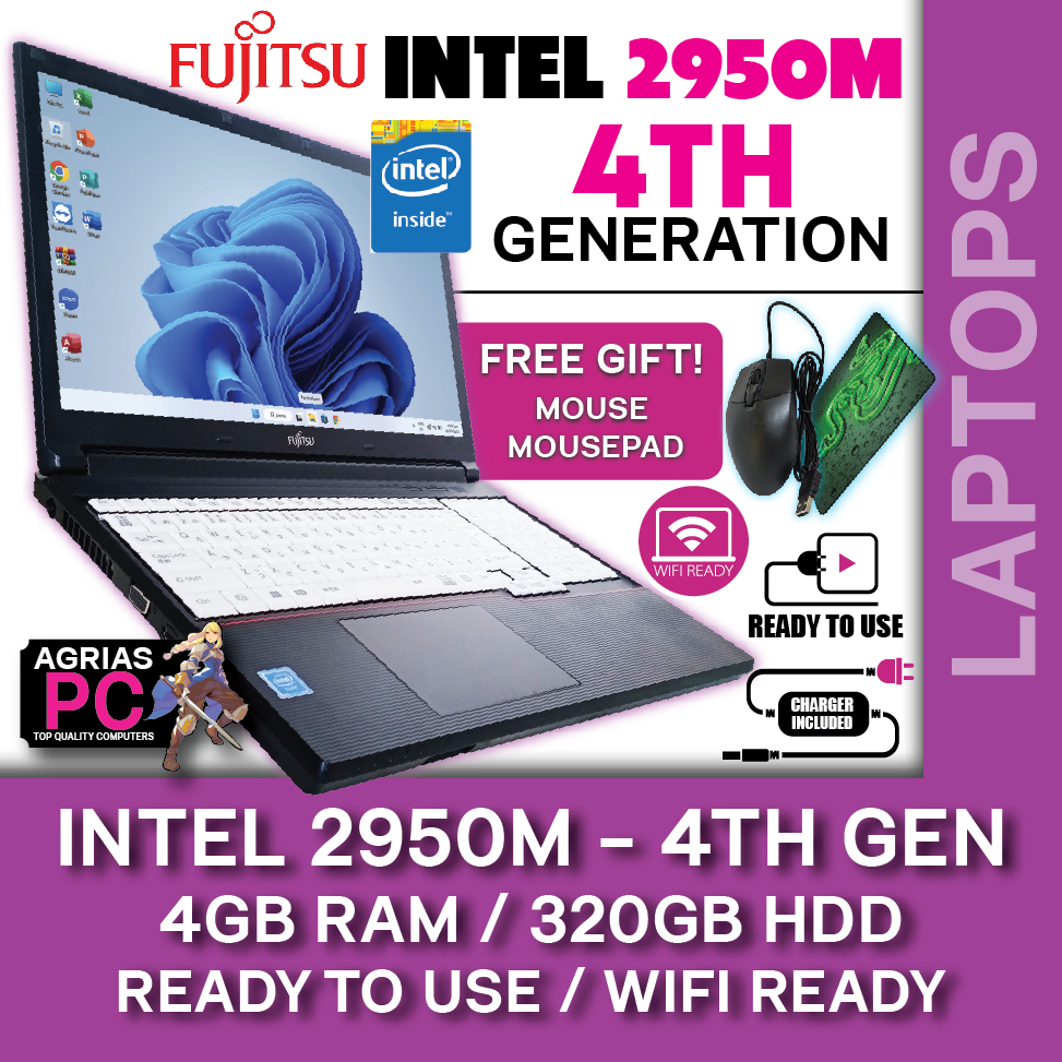 Laptop Fujitsu Intel 2950M 4TH GEN / i3 - 6th Gen 8GB/4GB RAM 240GB