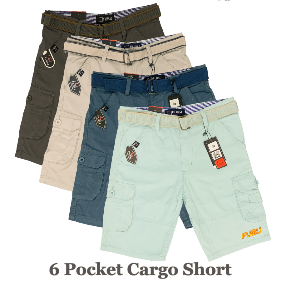 Casual 6 Pocket Cargo Short for Men Branded Overrun Plain Style ...