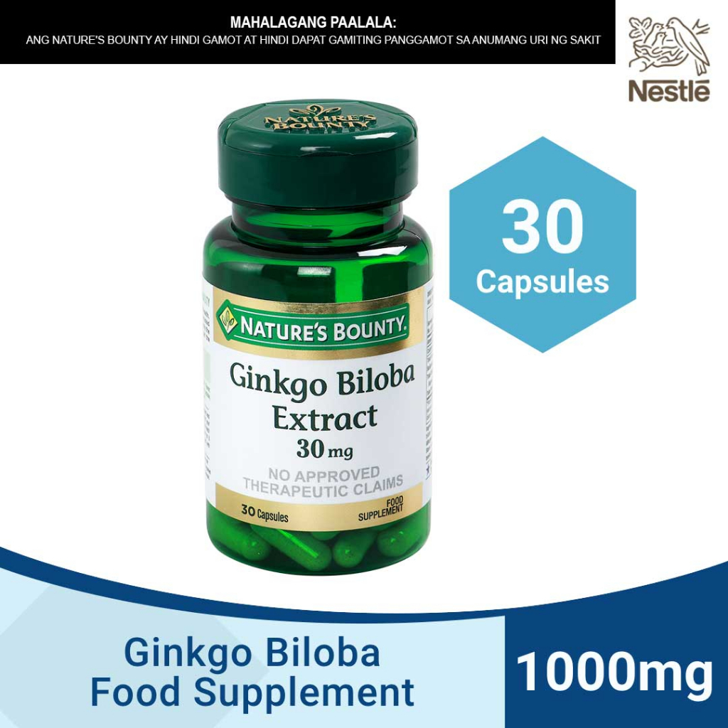 NATURE'S BOUNTY GINKGO BILOBA Food Supplement 30mg x 30 Capsules Shopee Philippines